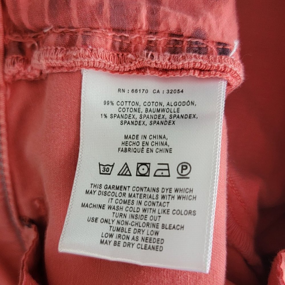 Anthropologie 26 Chino Pink Relaxed Fit Straight Stretch Ankle Cotton Pants 2 - Picture 12 of 14